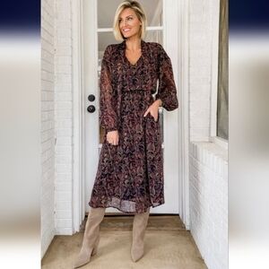 NWT Evereve Multicolor Paisley Dress (Medium)